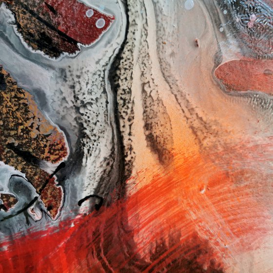 Opium icecream and a lot of love large unique abstract painting on wood by master Kloska