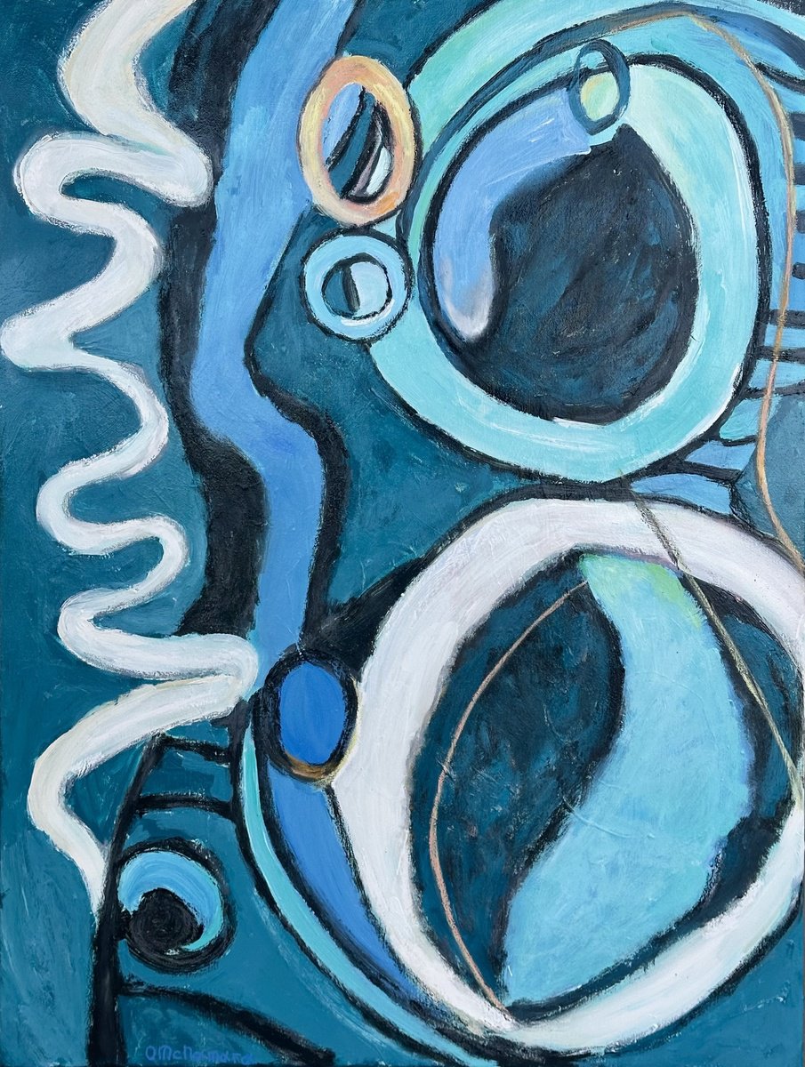 Expressive Abstract Oil Painting By Olga Mcnamara Biennaleartist, 28 X 39", The Moment Before, Original Artwork