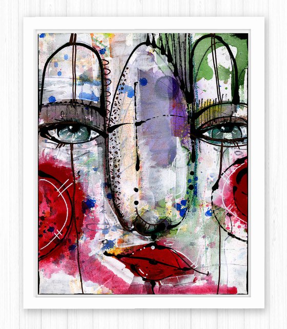 Funky Face Whimsy 4 - Mixed Media Art by Kathy Morton Stanion