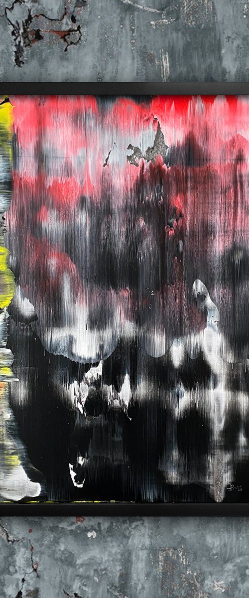 "Divisively So" - Original PMS Abstract Acrylic Painting On Plexiglass, Framed - 26" x 26" by Preston M. Smith (PMS)