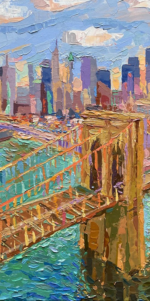 Brooklyn Bridge at Sunset NYC by Adriana Dziuba