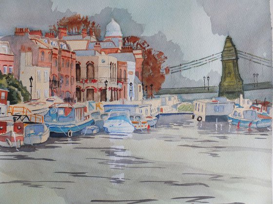 Houseboats by Hammersmith Bridge