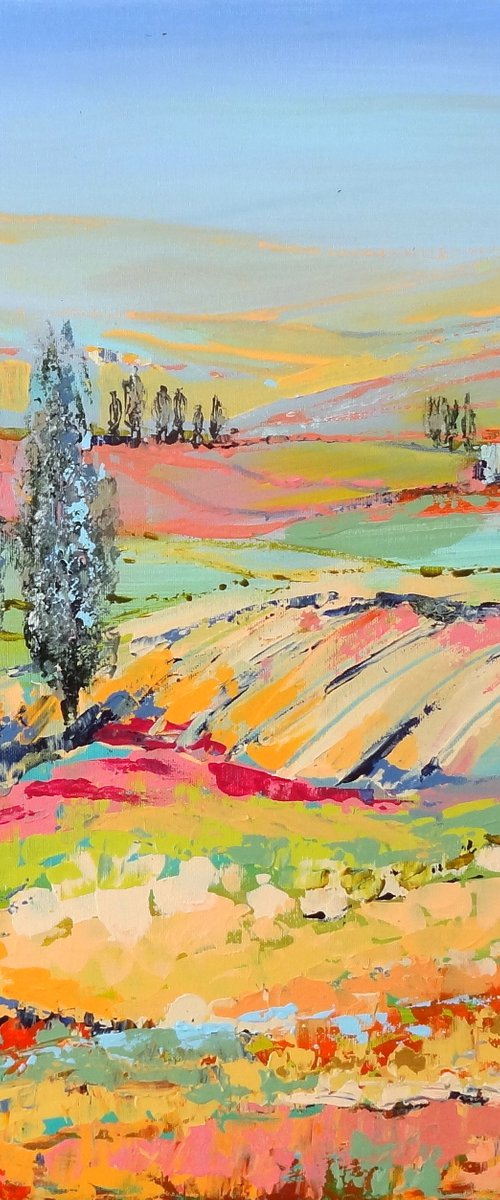 Cypress trees in a colorful world by IneLouise Mourick