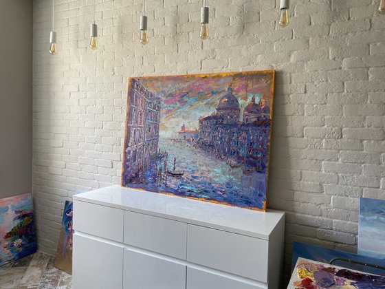 "Colors of Venice". Original oil painting abstract. XXL