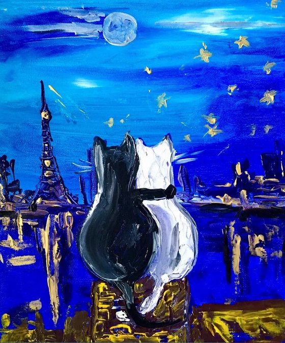 Cats in Paris. Parisian roofs