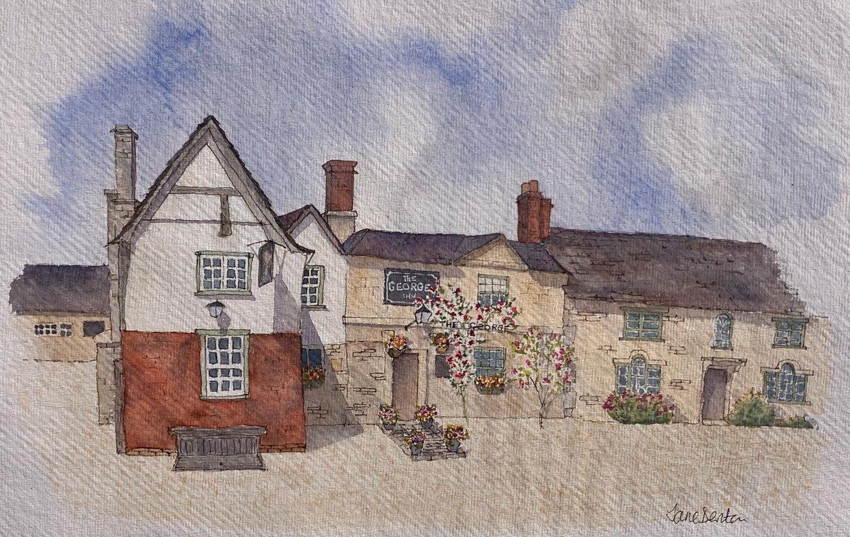 Impressionistic Cityscapes Watercolour By Jane Denton, 13 X 9, The George, Lacock Village, Original Artwork