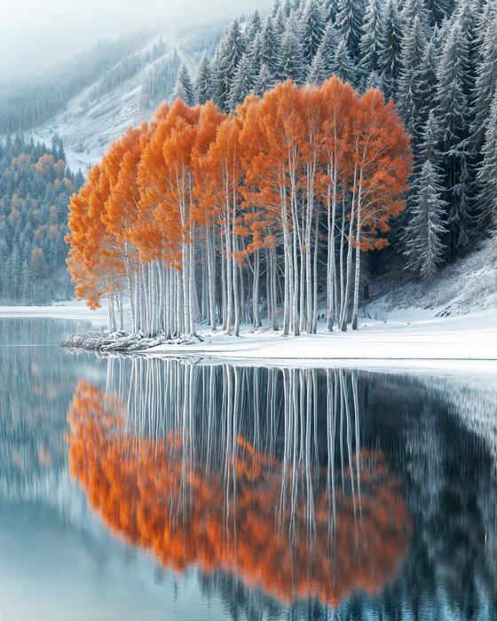 Winter Trees Reflection 2