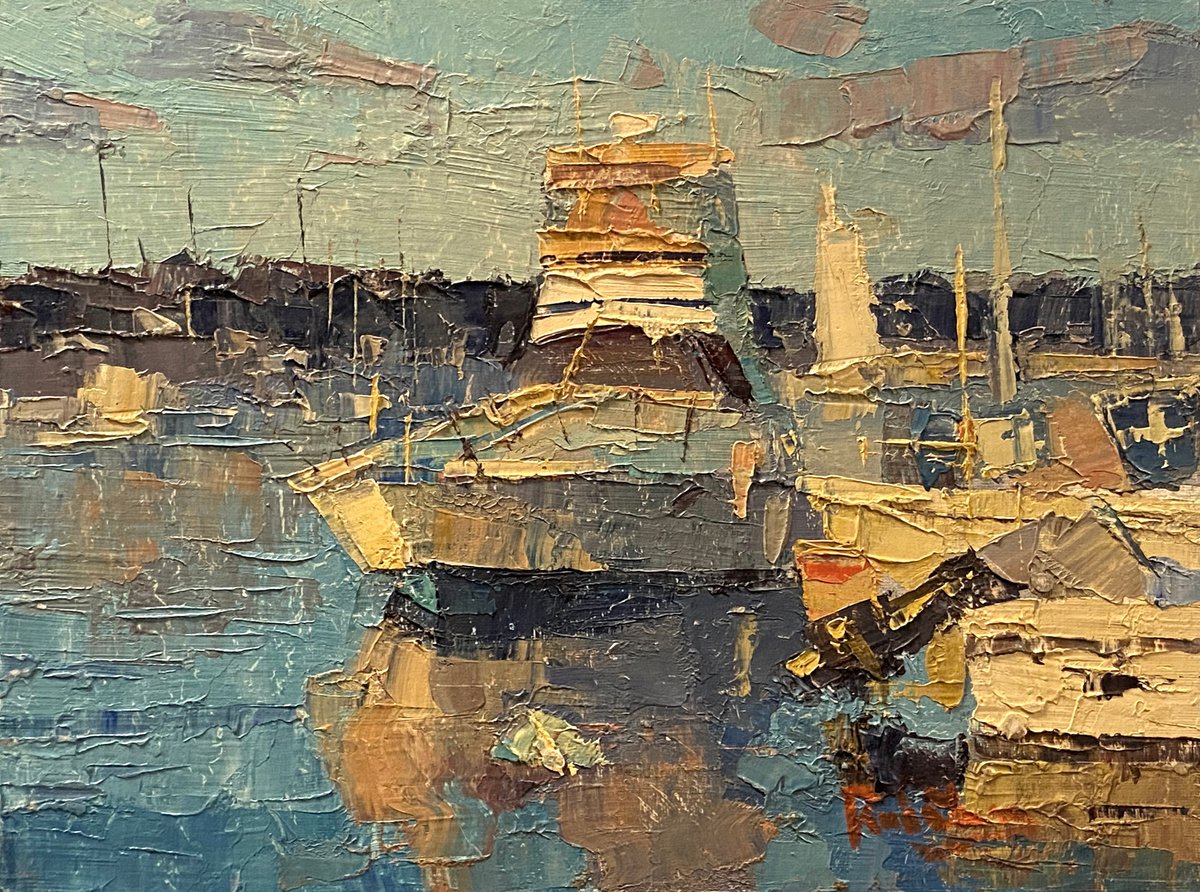 Impressionistic Landscape Oil Painting By Paul Cheng, 12 X 9", Balboa Island Sunset, Original Artwork