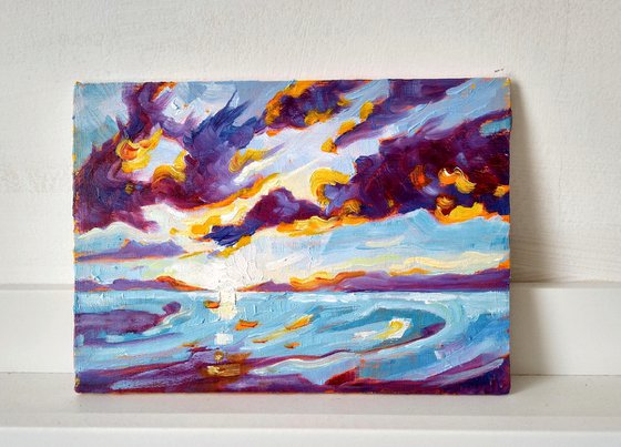 Welsh Sunset - Miniature Seascape