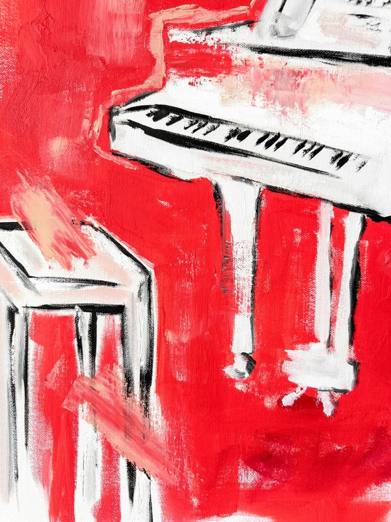 Coral Room with White Piano