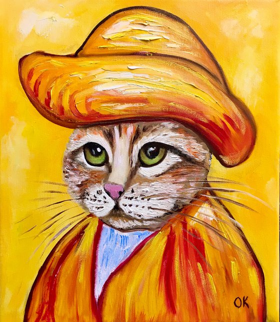 Cat, Vincent Van Gogh inspired by his self-portrait.