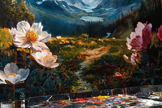 Landscape with flowers