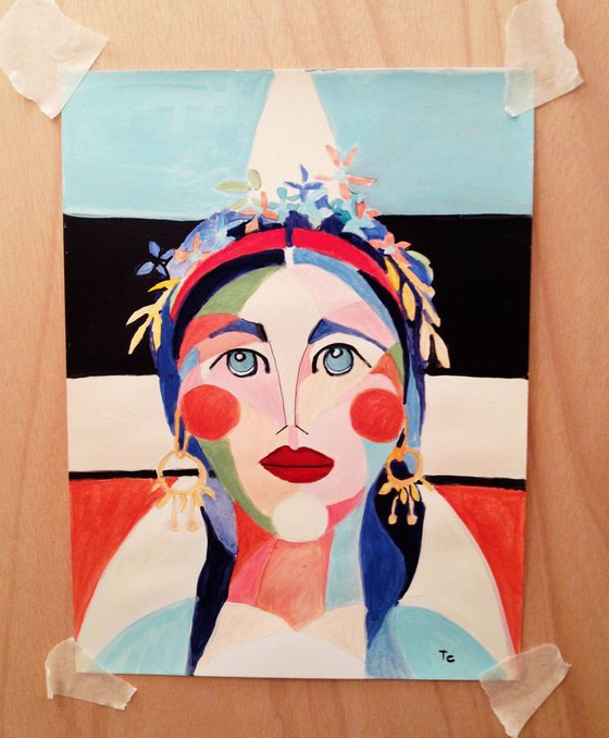 Lady2- original acrylic on paper- 23x 30 cm (9'x12'Inches)