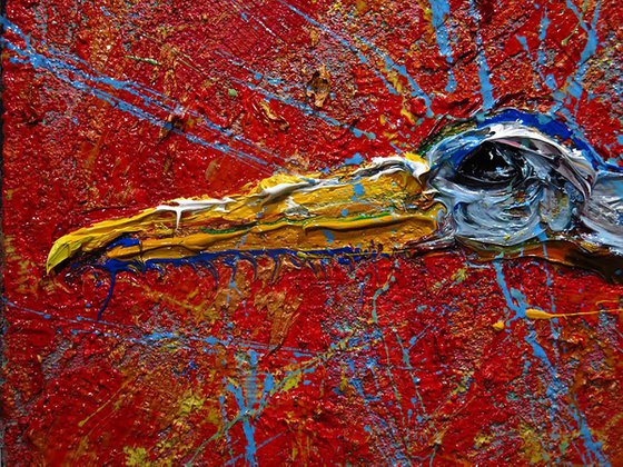 Original Oil Painting Abstract Animal Impressionism Birds