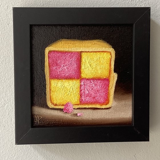 Little Battenberg cake slice