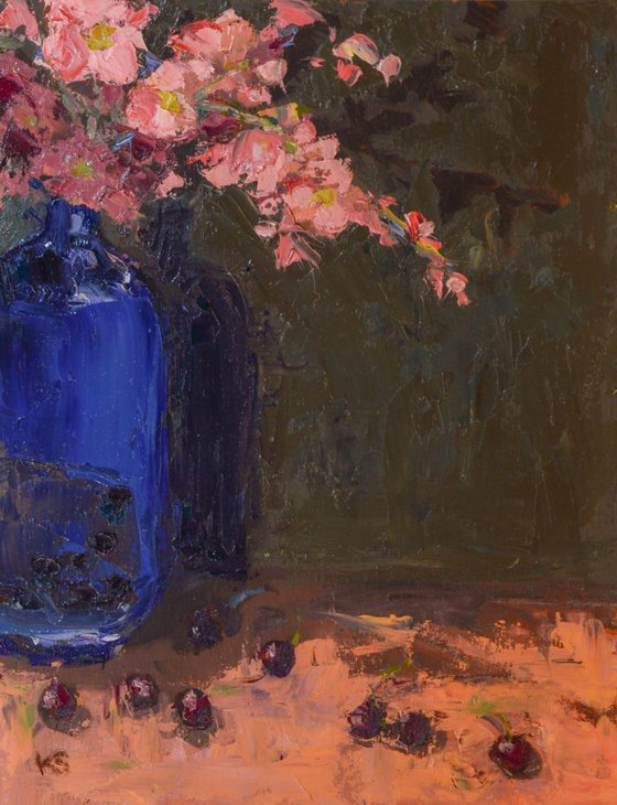 Blue Vase and Blossoms