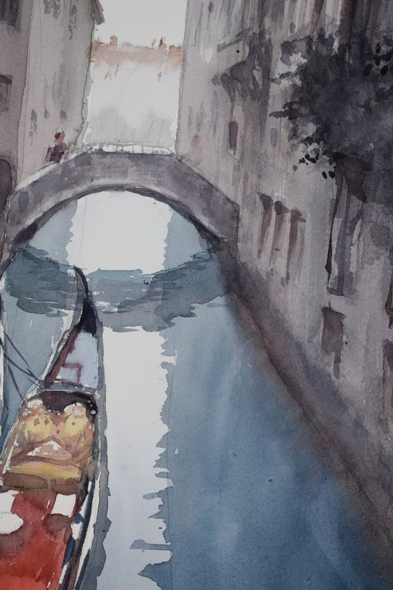 Venice canal with gondolas