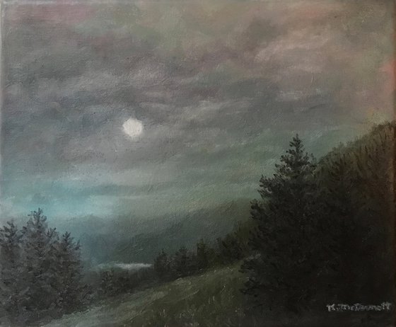 SOFT MOUNTAIN NIGHT - oil 10X12 inch canvas (SOLD)