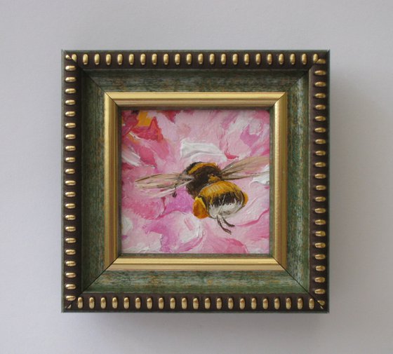 Bumblebee on Pink Petals