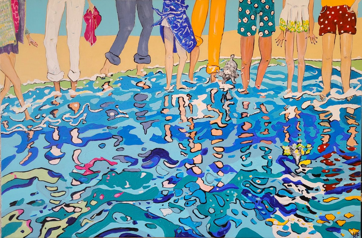 Portrait Acrylic Painting By Kathrin Floge, 35 X 24", The Colours Of The Summer, Original Artwork