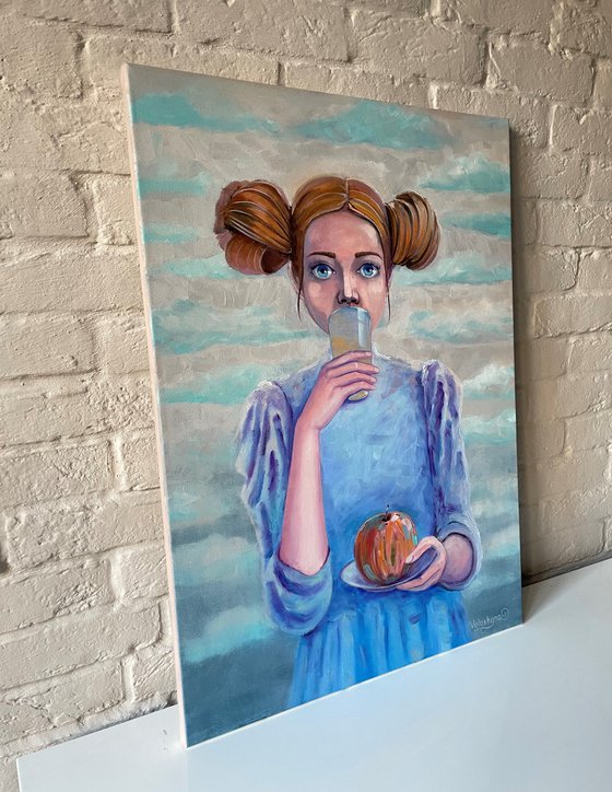 Girl with an apple