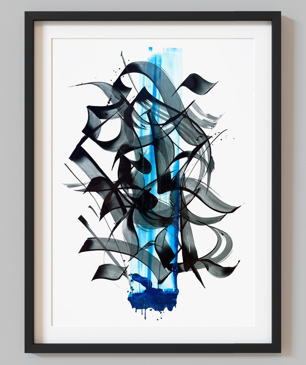 Abstract Acrylic Painting By Evgenia Makarova, 17 X 23, Calligraphic Elements 2, Original Artwork