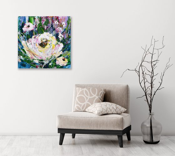 Blooms Of White - Floral Painting by Kathy Morton Stanion