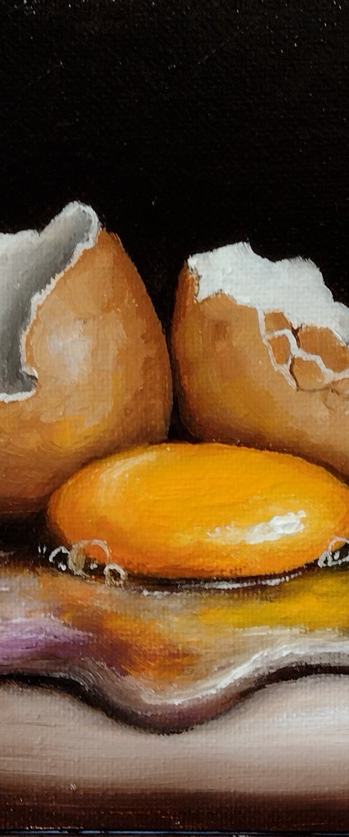 Cracked Egg still life by Jane Palmer Art
