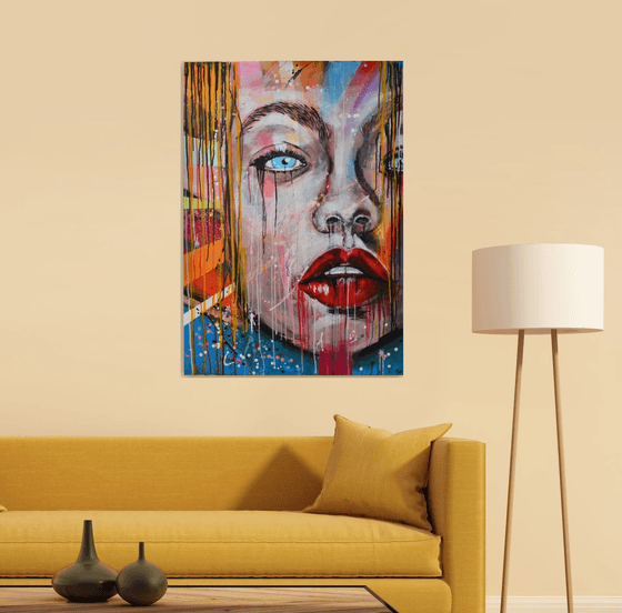 Say Yes - Original Modern Abstract Pop art Portrait