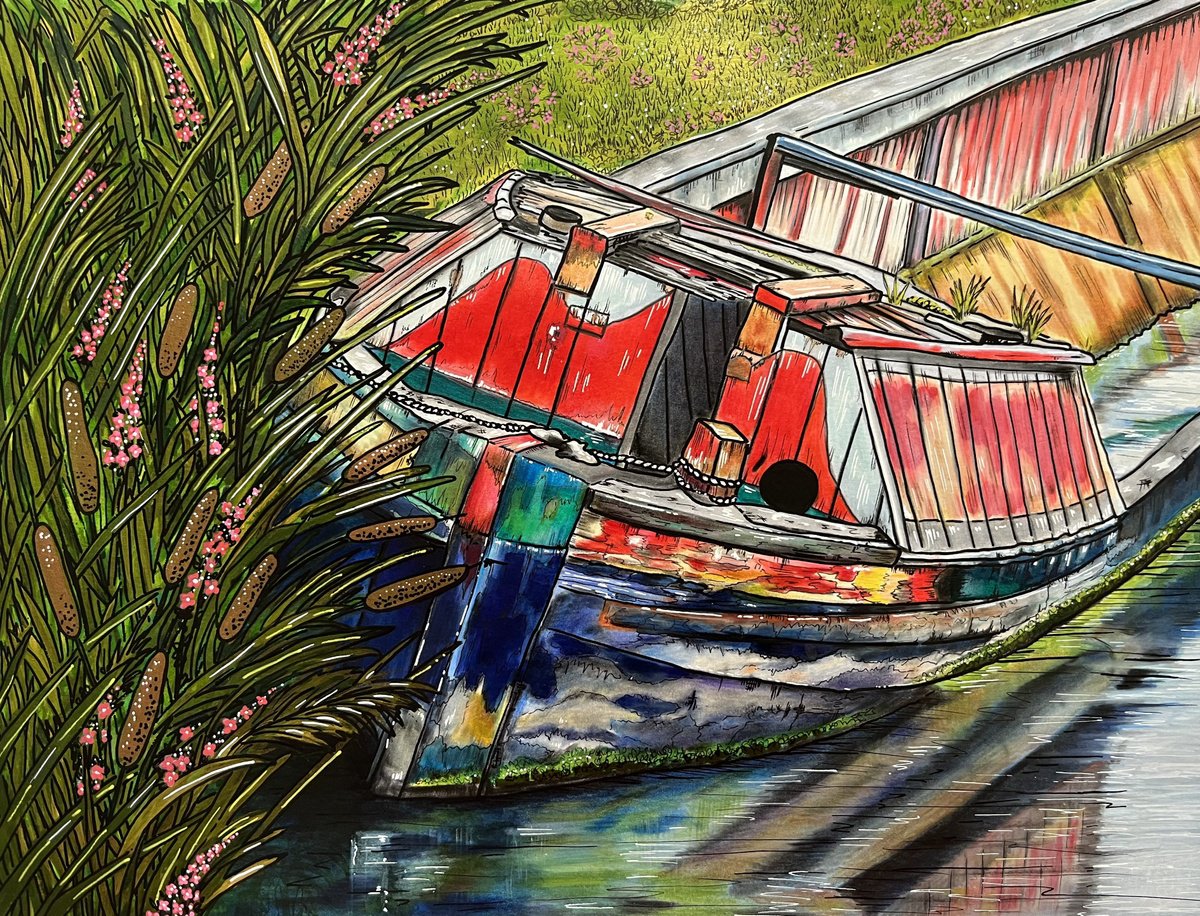 Illustrative Painting , Resting In The Reeds By Karen Elaine Evans, 17 X 12, Artwork For Sale On Artfinder