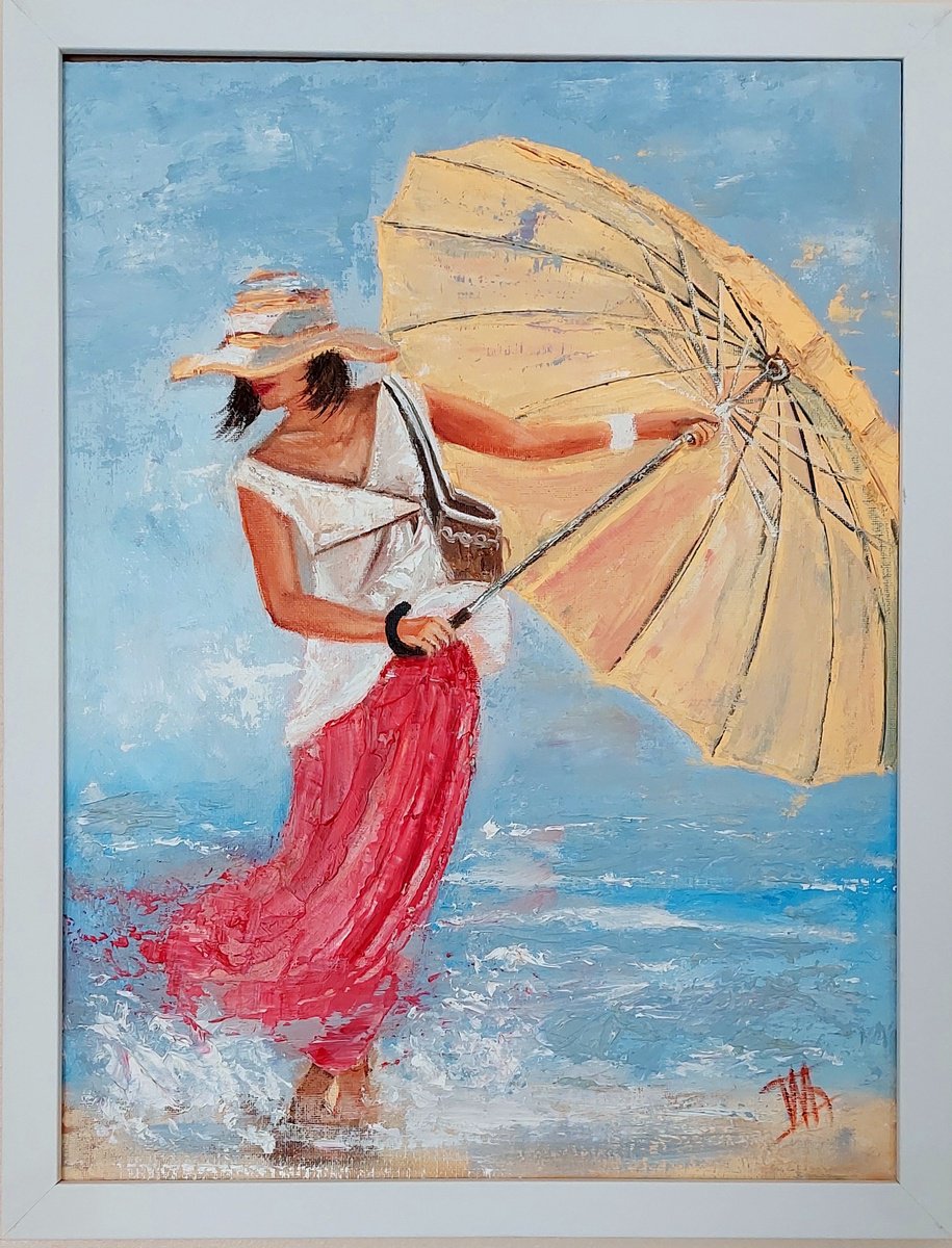 Expressive Oil Painting , Windswept Elegance By Ira Whittaker, 13 X 18, Artwork For Sale On Artfinder