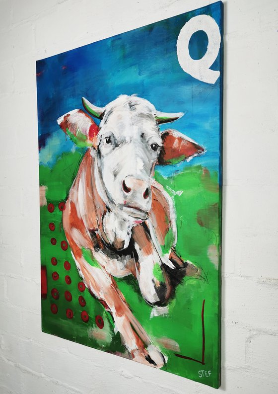 'Q CODED COW' - POP ART COW