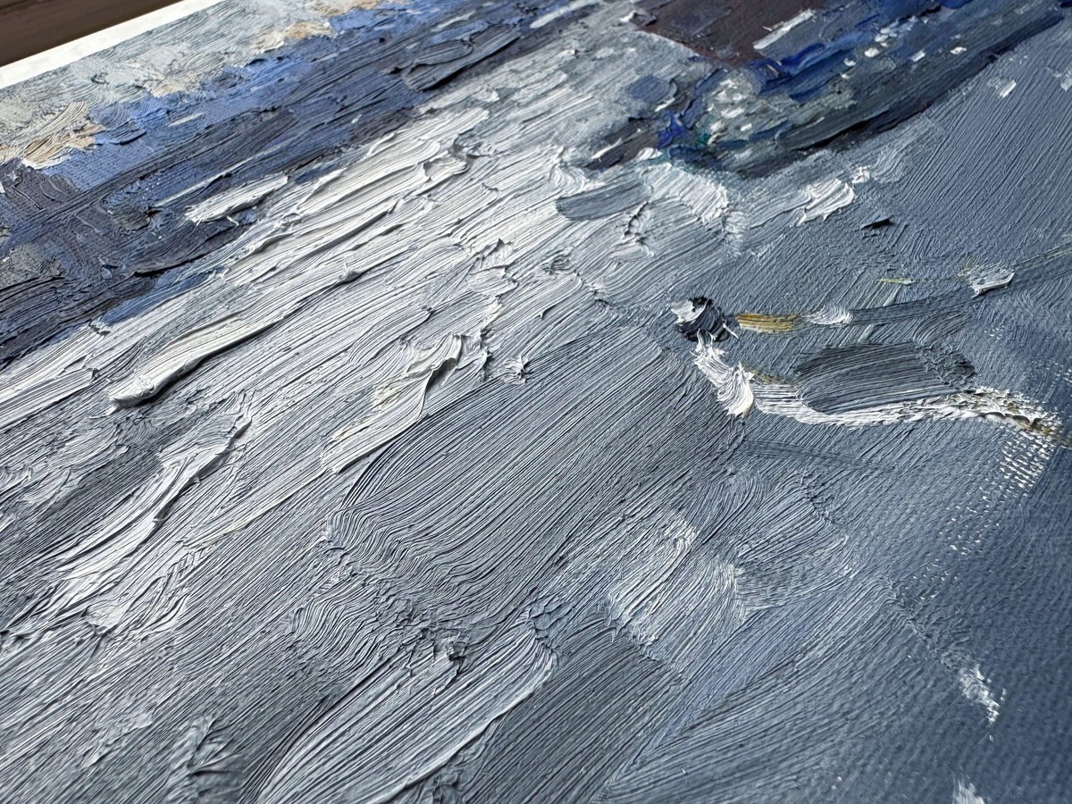 Impressionistic Cityscapes Oil Painting By Nataliia Nosyk, 12 X 9", Silver Currents. Nyc, Original Artwork