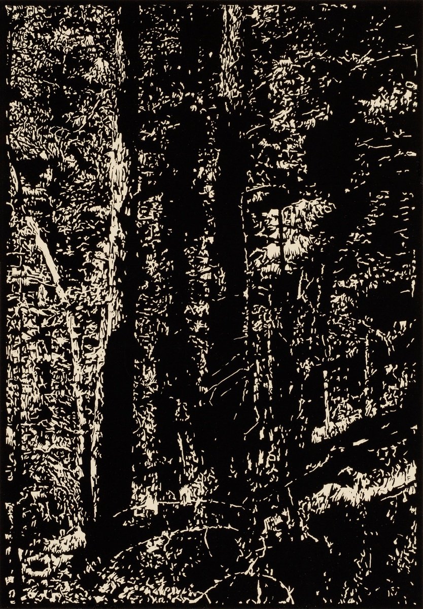 Impressionistic Landscape Linocut By David Conn, 15 X 22, Morning / Pecos, Original Artwork