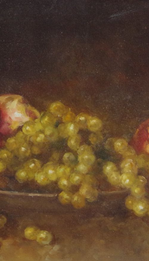 Still Life with Grapes Original oil painting  Hand painted artwork One of a kind Signed with Certificate of Authenticity by Vahe Yeremyan