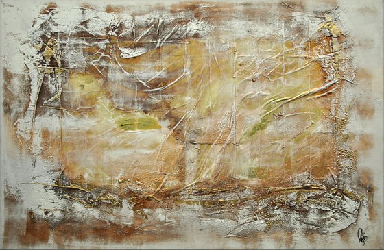 Golden Landscape  - Abstract Art - Acrylic Painting - Canvas Art - Framed Painting - Abstract Painting - Industrial Art