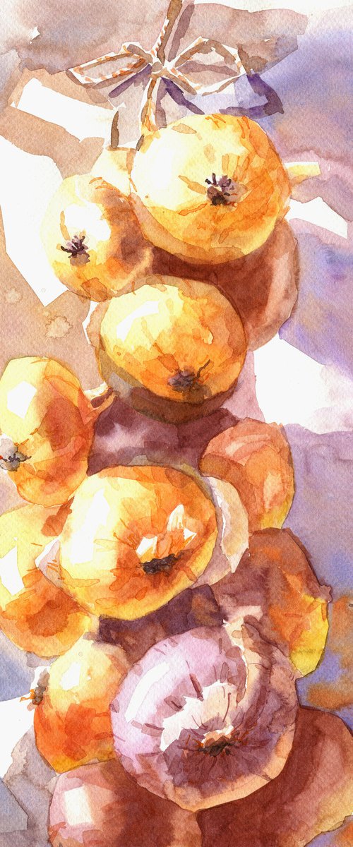 Ukrainian watercolour. Sunny onion by Nina Zakharova