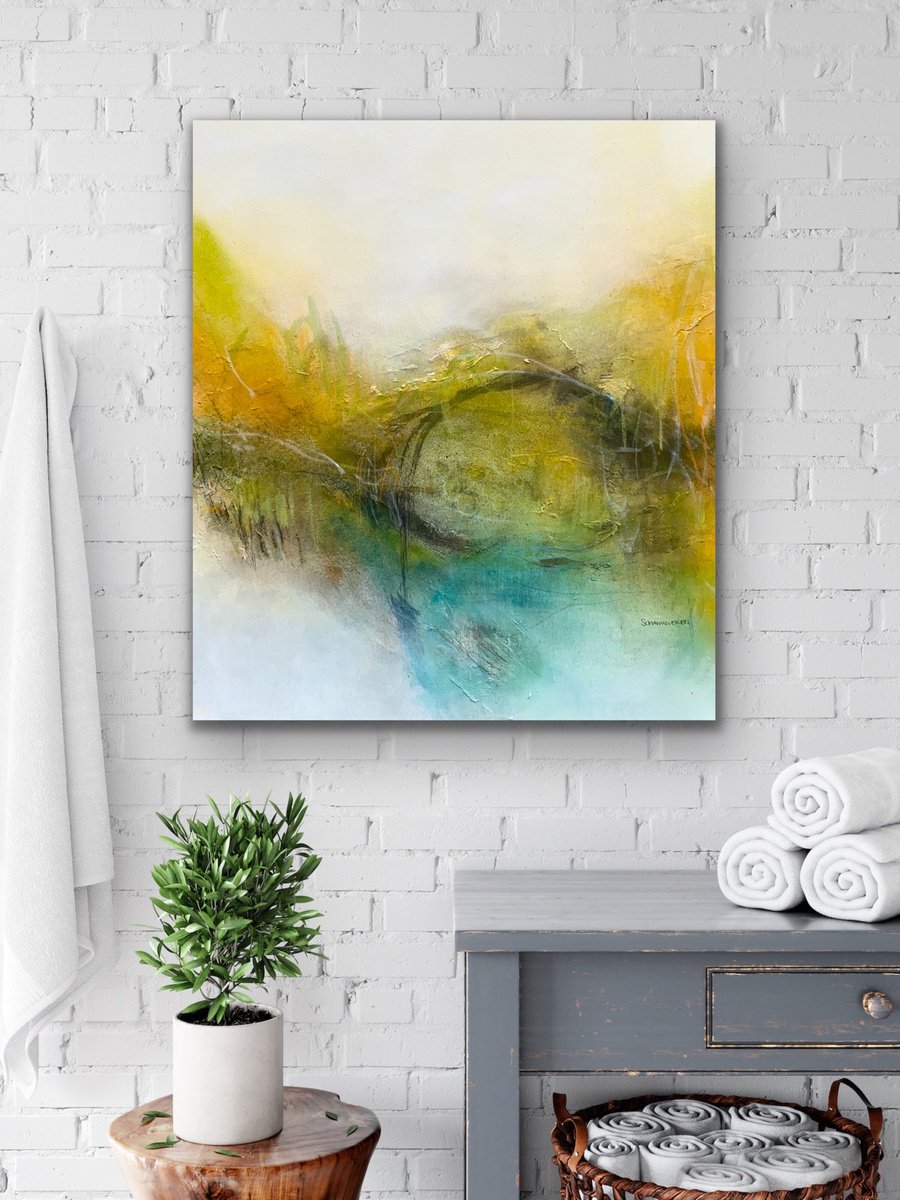 Abstract Acrylic Painting By Kirsten Schankweiler, 28 X 31", I Dream Of A Never Ending Summer #1, Original Artwork