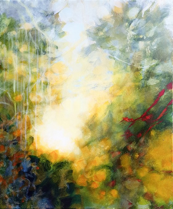 In the morning - Floral abstract - Inspirational impressionistic garden for meditation
