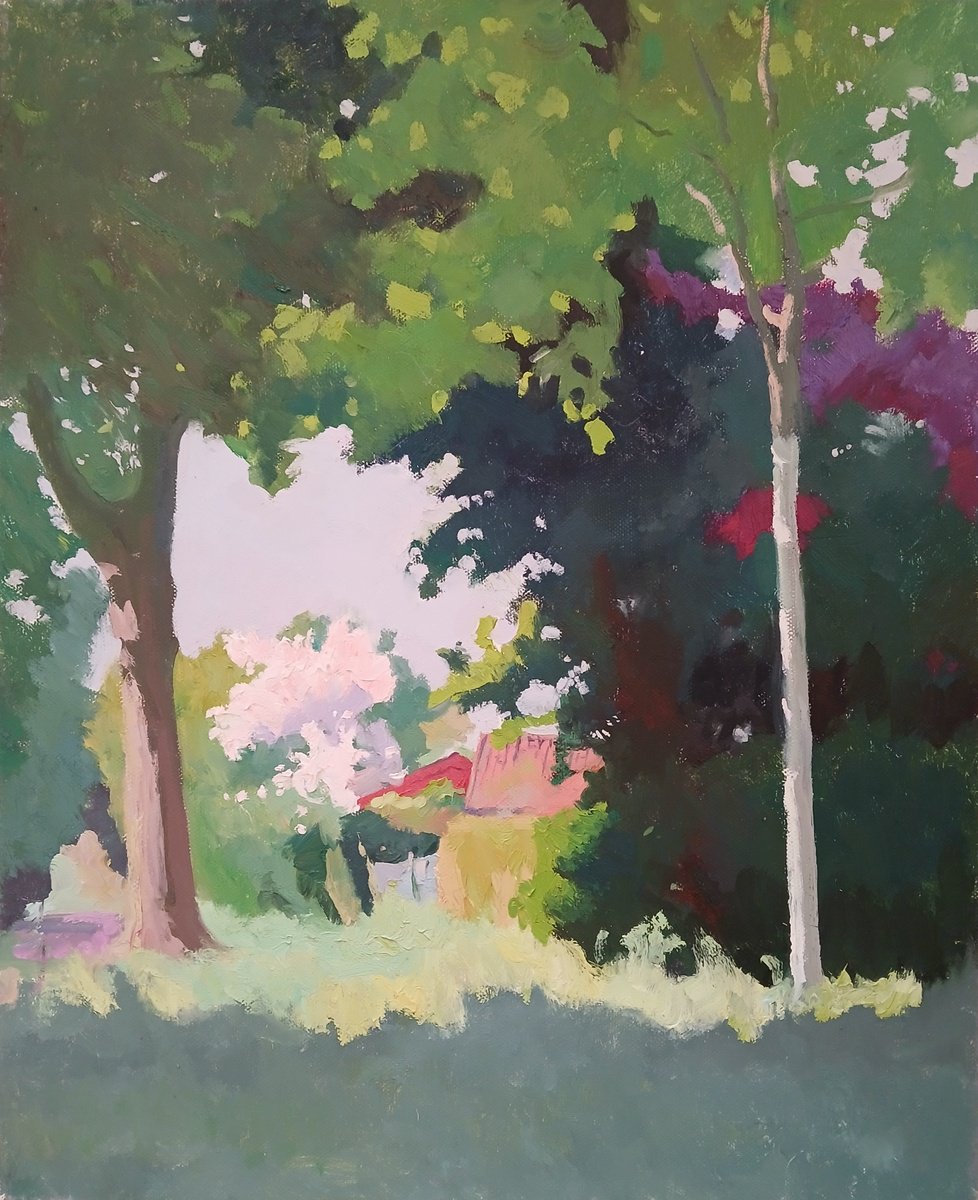 Impressionistic Landscape Oil Painting By Vasyl Koval, 16 X 20", Bloom, Original Artwork