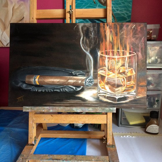 Cigar and Whisky. Still life for Man