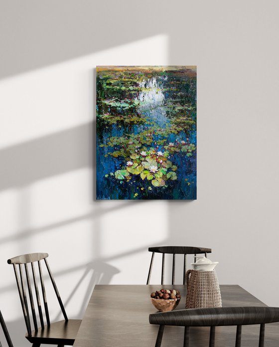 White Water Lilies in the Pond