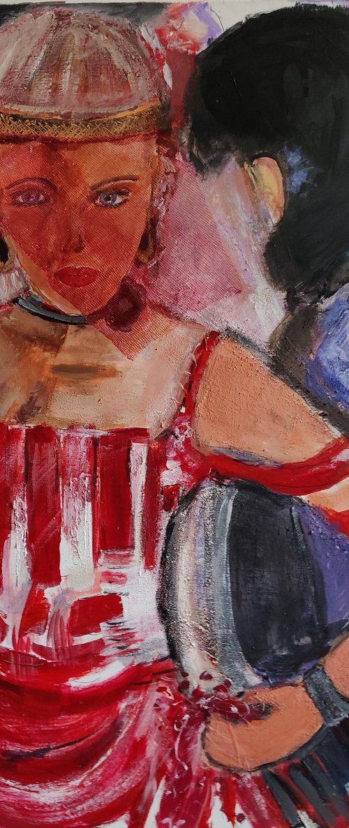 Womens   Modern art Abstract & Figurative Acrylic &  100x100 by Sylvie Dodin