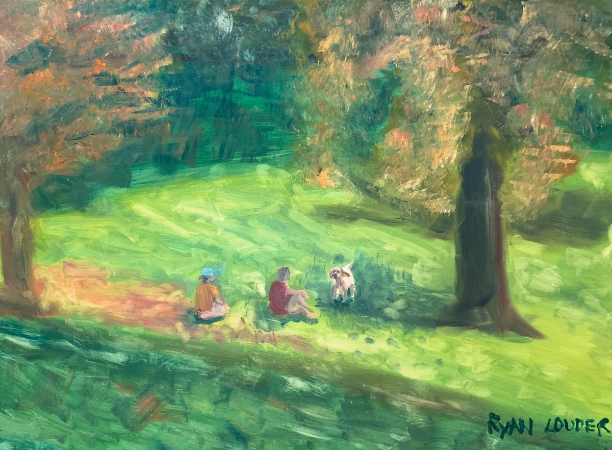 Dog In The Park On A Summer... By Ryan Louder, 24 X 18, Artwork For Sale On Artfinder