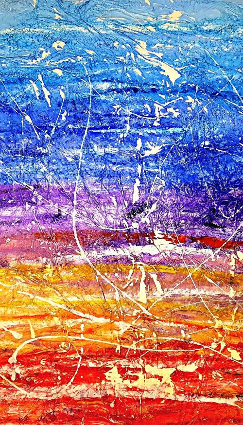 Senza Titolo 205 - abstract landscape - 100 x 75 x 2,50 cm - ready to hang - acrylic painting on stretched canvas by Alessio Mazzarulli