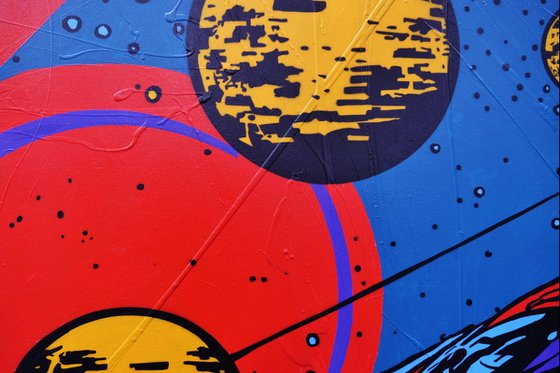 Stand and Deliver ...160cm x 100cm Space Cadet Textured Urban Pop Art Painting