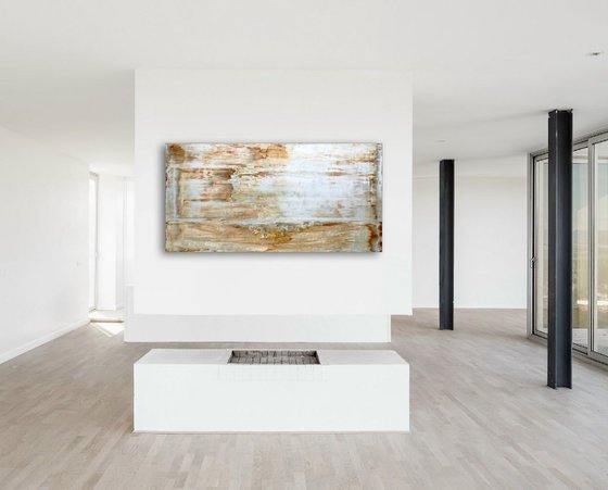 "Amber Waves" - FREE USA SHIPPING - Original Large PMS Acrylic Painting On Board - 48 x 24 inches