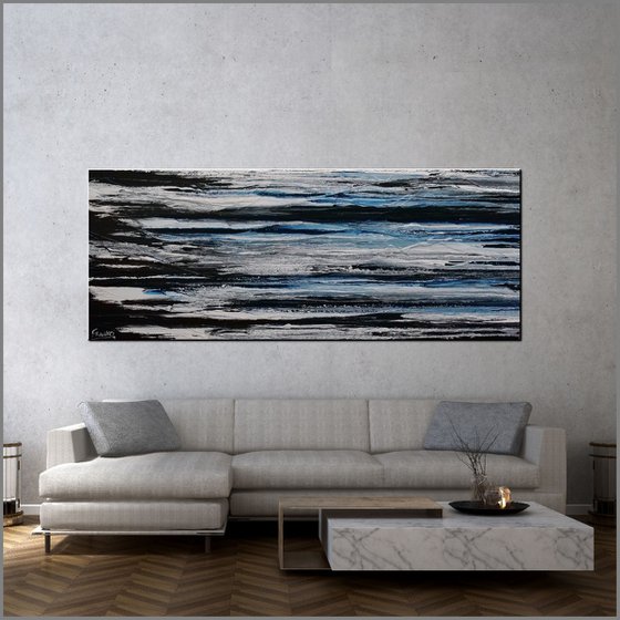Prushed Arctic 200cm x 80cm Blue Grey Abstract Art