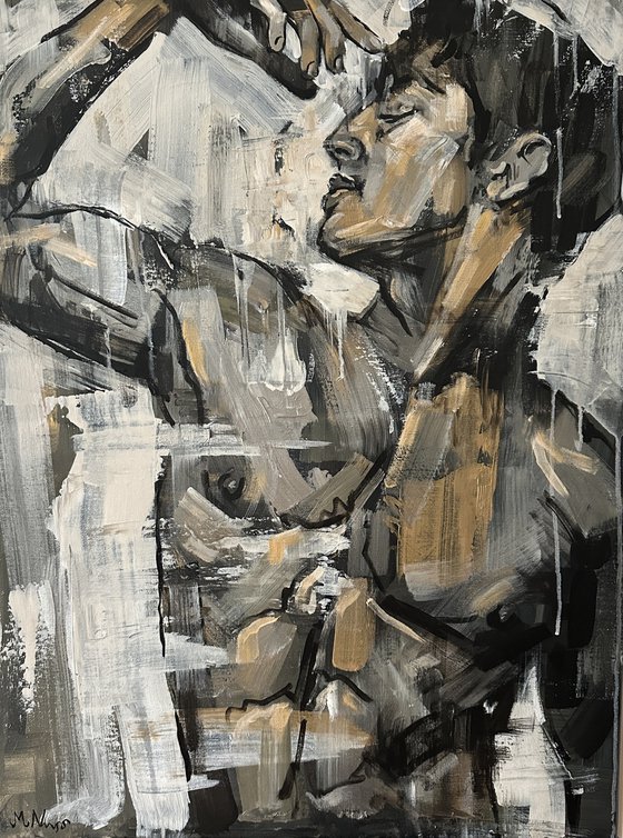 Nude man painting