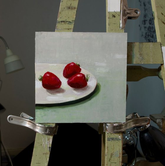modern still life of strawberries